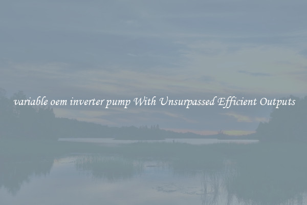variable oem inverter pump With Unsurpassed Efficient Outputs
