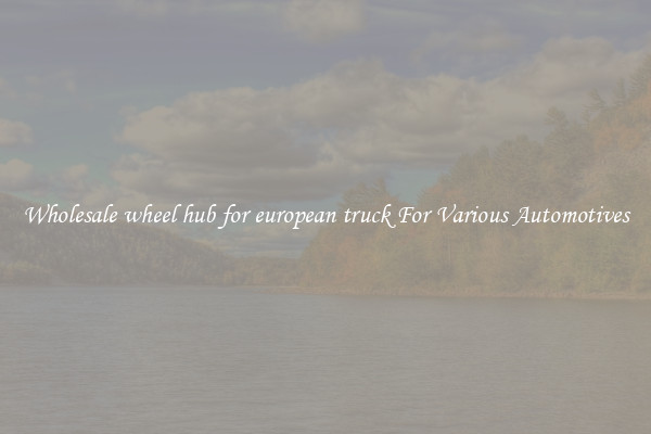 Wholesale wheel hub for european truck For Various Automotives