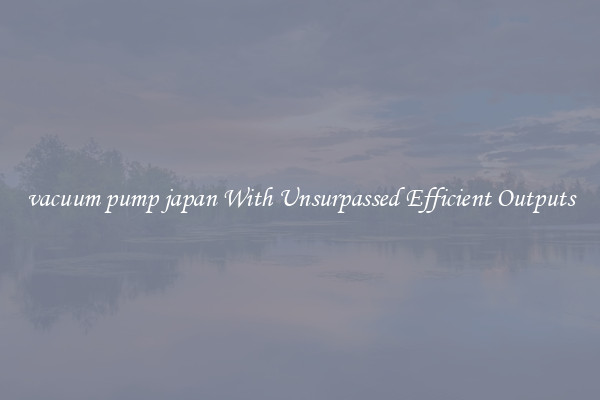 vacuum pump japan With Unsurpassed Efficient Outputs